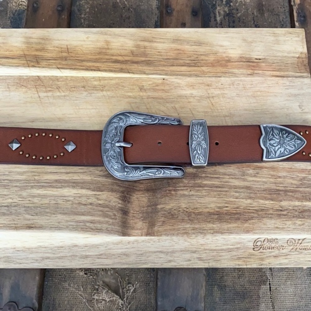 💙 new faux leather western belt carved buckle
